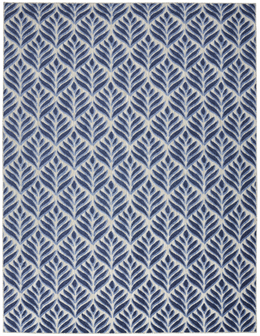 8' X 11' Blue Floral Non Skid Indoor Outdoor Area Rug