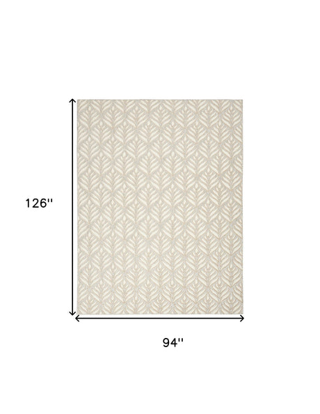 8' X 11' Ivory and Gray Floral Non Skid Indoor Outdoor Area Rug