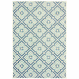 10' X 13' Blue and Ivory Geometric Stain Resistant Indoor Outdoor Area Rug