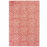 10' X 13' Pink Floral Stain Resistant Indoor Outdoor Area Rug