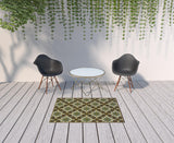 4' X 6' Brown and Ivory Floral Stain Resistant Indoor Outdoor Area Rug