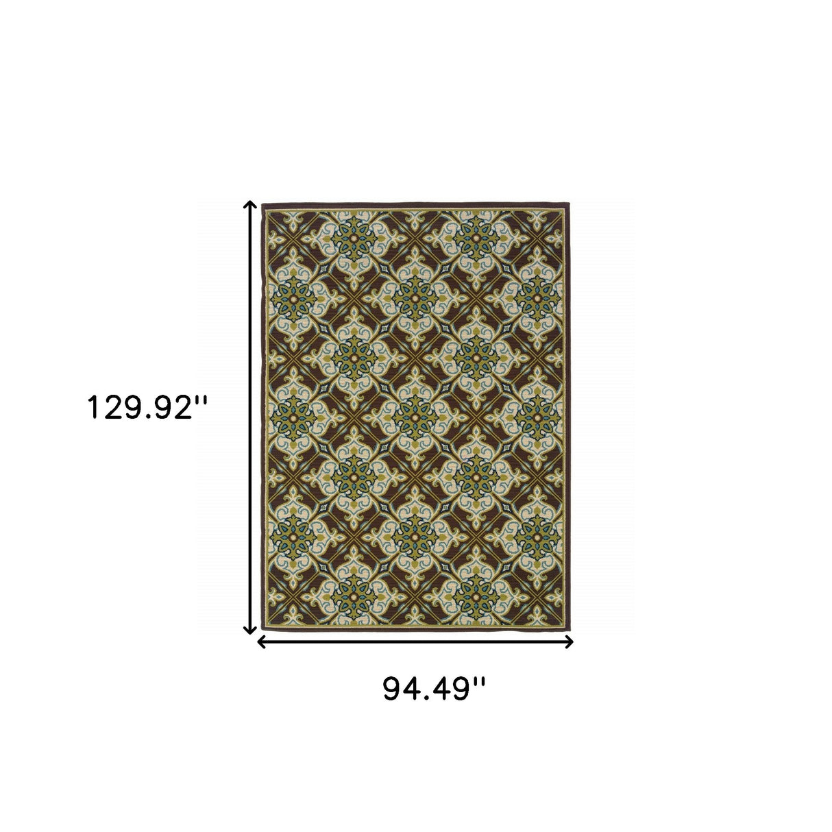 8' X 11' Brown and Ivory Floral Stain Resistant Indoor Outdoor Area Rug