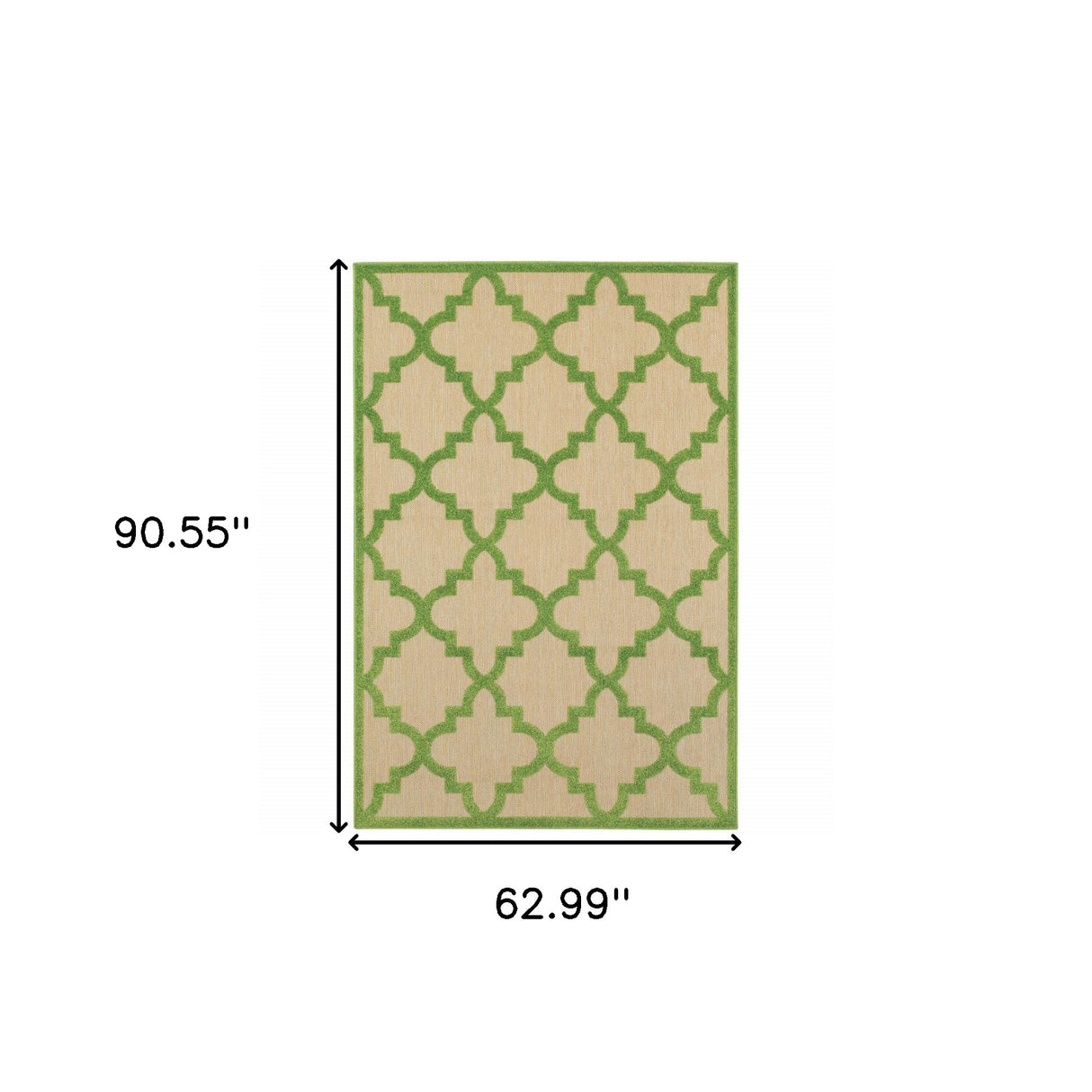 5' X 8' Green Geometric Stain Resistant Indoor Outdoor Area Rug