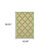 5' X 8' Green Geometric Stain Resistant Indoor Outdoor Area Rug