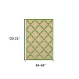 8' X 11' Green Geometric Stain Resistant Indoor Outdoor Area Rug