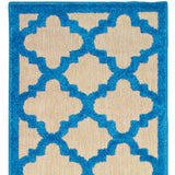 2' X 8' Blue and Beige Geometric Stain Resistant Indoor Outdoor Area Rug