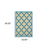 5' X 8' Blue and Beige Geometric Stain Resistant Indoor Outdoor Area Rug