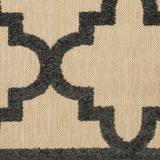 2' X 8' Beige and Black Geometric Stain Resistant Indoor Outdoor Area Rug