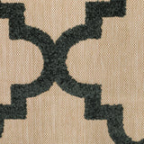 2' X 8' Beige and Black Geometric Stain Resistant Indoor Outdoor Area Rug