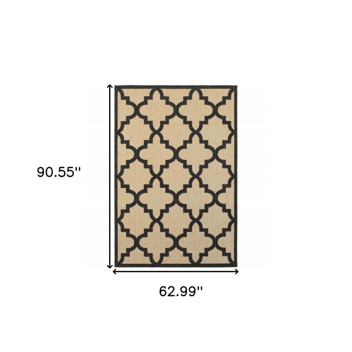 5' X 8' Beige and Black Geometric Stain Resistant Indoor Outdoor Area Rug