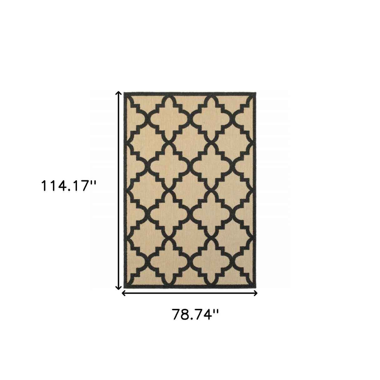 7' X 10' Beige and Black Geometric Stain Resistant Indoor Outdoor Area Rug