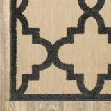 7' X 10' Beige and Black Geometric Stain Resistant Indoor Outdoor Area Rug