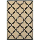 8' X 11' Beige and Black Geometric Stain Resistant Indoor Outdoor Area Rug