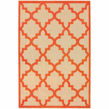 4' X 5' Orange Geometric Stain Resistant Indoor Outdoor Area Rug