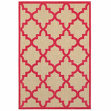 4' X 5' Red Geometric Stain Resistant Indoor Outdoor Area Rug