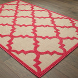 4' X 5' Red Geometric Stain Resistant Indoor Outdoor Area Rug