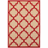 4' X 5' Red Geometric Stain Resistant Indoor Outdoor Area Rug