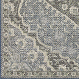 10' X 13' Blue and Green Oriental Stain Resistant Indoor Outdoor Area Rug