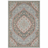 10' X 13' Blue Oriental Stain Resistant Indoor Outdoor Area Rug