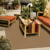 2' X 4' Tan Striped Stain Resistant Indoor Outdoor Area Rug