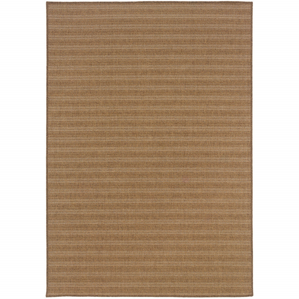 4' X 6' Tan Striped Stain Resistant Indoor Outdoor Area Rug