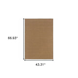 4' X 6' Tan Striped Stain Resistant Indoor Outdoor Area Rug