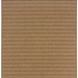 4' X 6' Tan Striped Stain Resistant Indoor Outdoor Area Rug