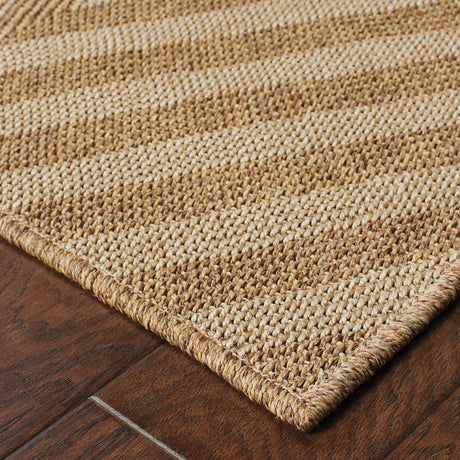 2' X 8' Tan Geometric Stain Resistant Indoor Outdoor Area Rug