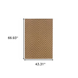 4' X 6' Tan Geometric Stain Resistant Indoor Outdoor Area Rug