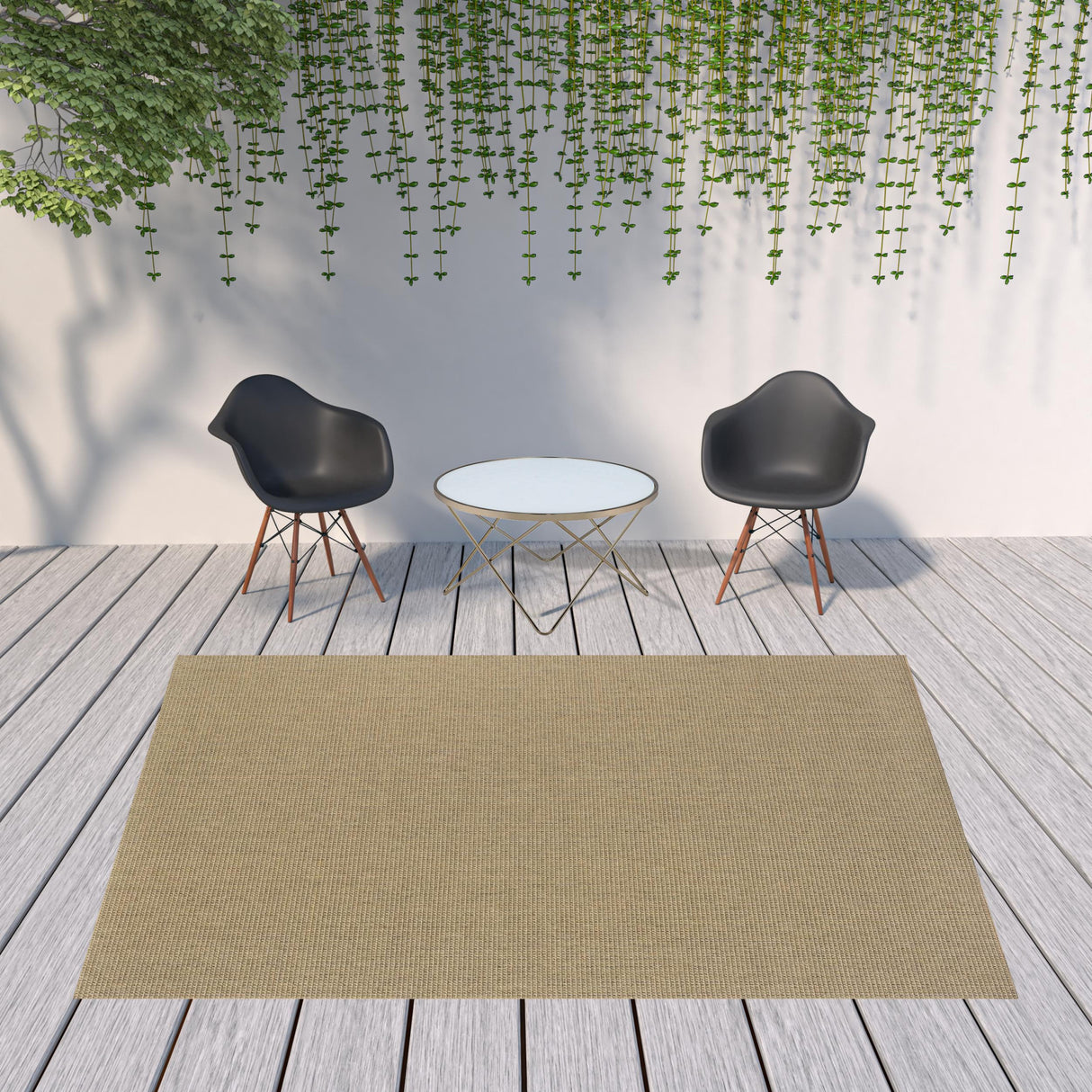 8' X 11' Beige Stain Resistant Indoor Outdoor Area Rug