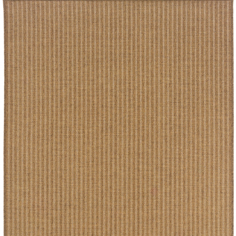 8' X 11' Tan Striped Stain Resistant Indoor Outdoor Area Rug