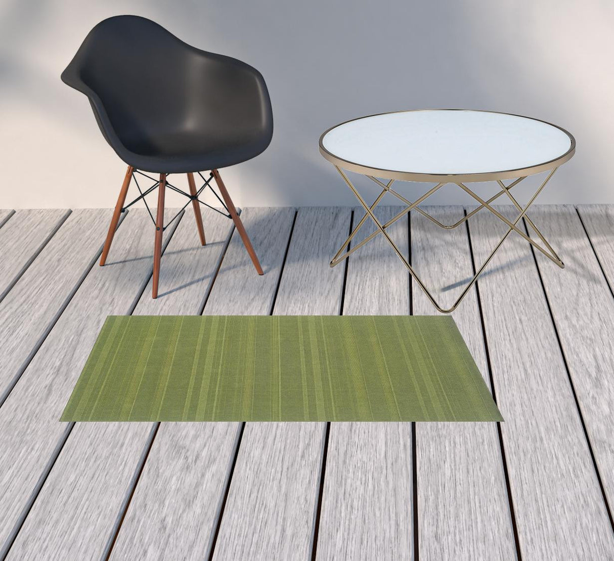 2' X 4' Green Stain Resistant Indoor Outdoor Area Rug