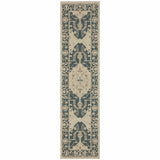 2' X 8' Gray Oriental Stain Resistant Indoor Outdoor Area Rug