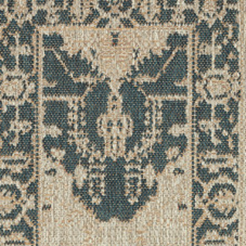 2' X 8' Gray Oriental Stain Resistant Indoor Outdoor Area Rug