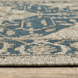 2' X 8' Gray Oriental Stain Resistant Indoor Outdoor Area Rug