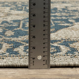 2' X 8' Gray Oriental Stain Resistant Indoor Outdoor Area Rug