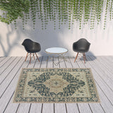 8' X 10' Gray Oriental Stain Resistant Indoor Outdoor Area Rug