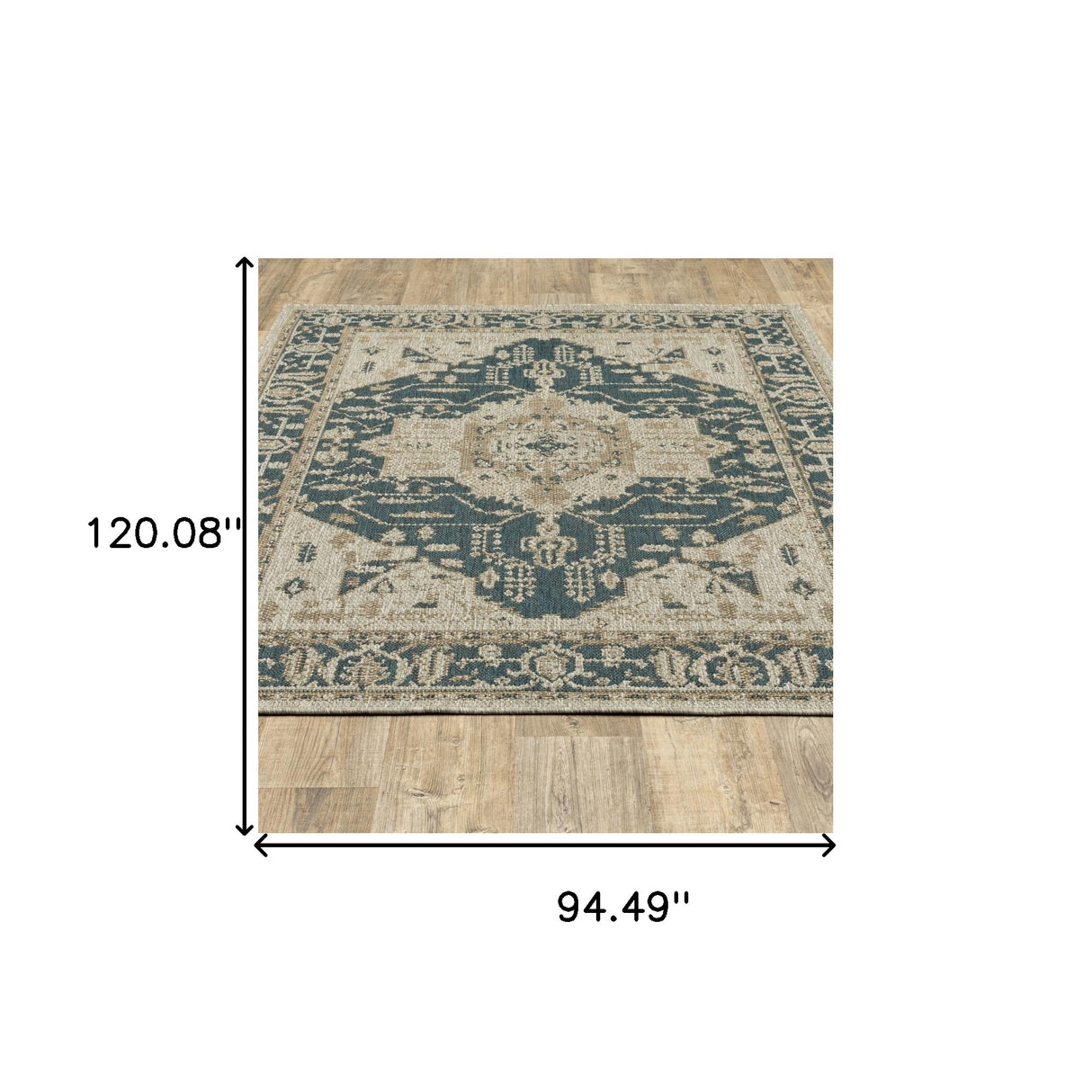 8' X 10' Gray Oriental Stain Resistant Indoor Outdoor Area Rug