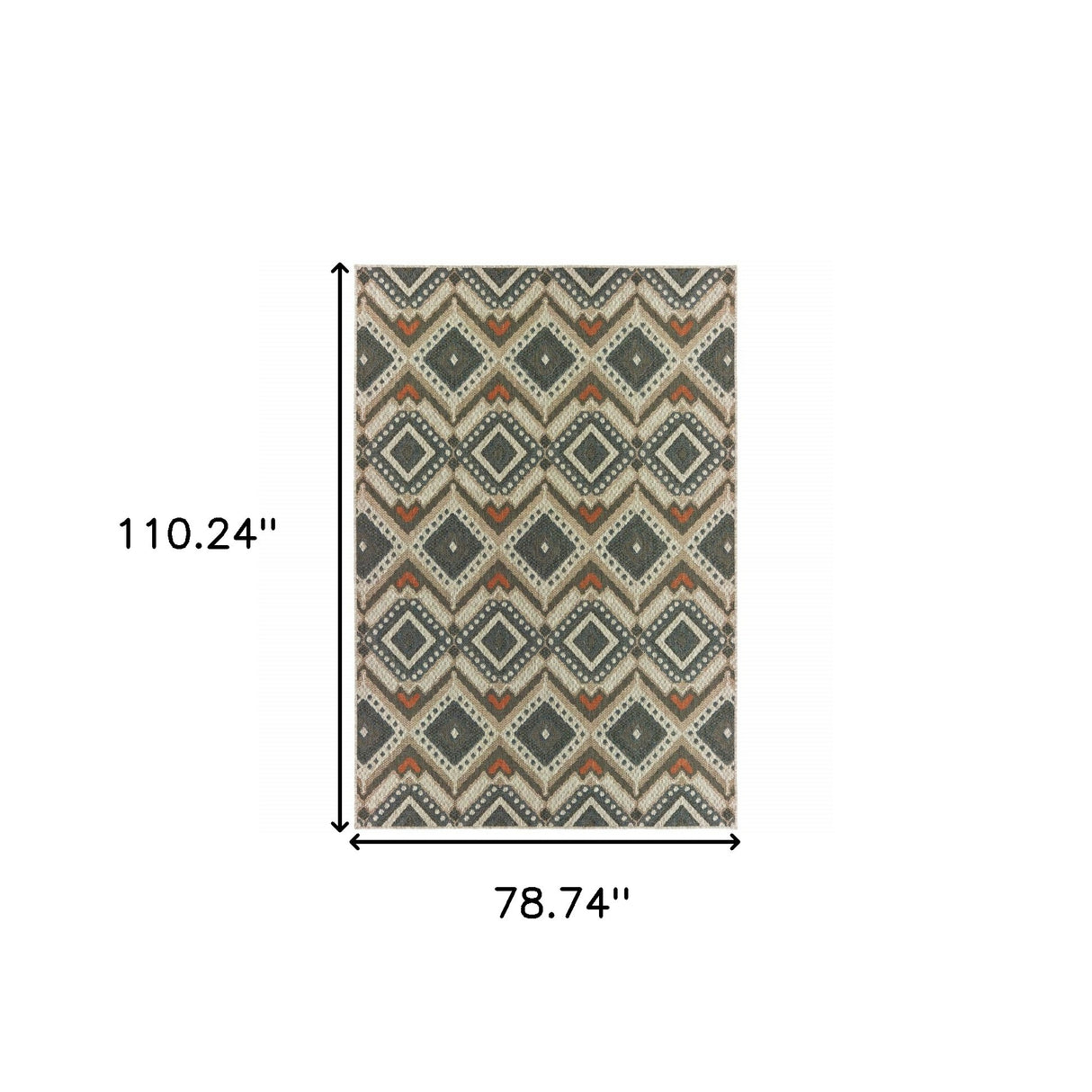 7' X 9' Gray Geometric Stain Resistant Indoor Outdoor Area Rug