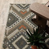 10' X 13' Gray Geometric Stain Resistant Indoor Outdoor Area Rug