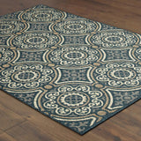 3' X 5' Blue and Gray Geometric Stain Resistant Indoor Outdoor Area Rug