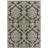 8' X 10' Gray Floral Stain Resistant Indoor Outdoor Area Rug