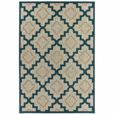 3' X 5' Blue and Gray Geometric Stain Resistant Indoor Outdoor Area Rug