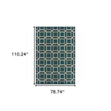 7' X 9' Blue and Gray Geometric Stain Resistant Indoor Outdoor Area Rug