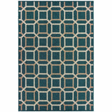 8' x 10' Blue and Gray Geometric Stain Resistant Indoor Outdoor Area Rug