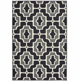 2' X 4' Black and Gray Geometric Stain Resistant Indoor Outdoor Area Rug