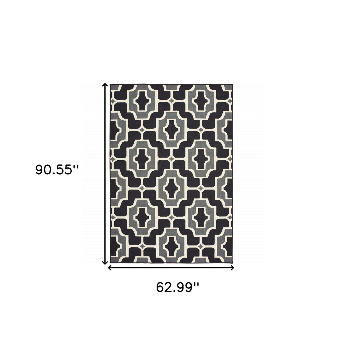 5' X 8' Black and Gray Geometric Stain Resistant Indoor Outdoor Area Rug