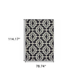 7' X 10' Black and Gray Geometric Stain Resistant Indoor Outdoor Area Rug