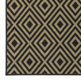 2' X 8' Black and Tan Geometric Stain Resistant Indoor Outdoor Area Rug