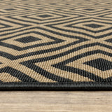 5' X 8' Black and Tan Geometric Stain Resistant Indoor Outdoor Area Rug